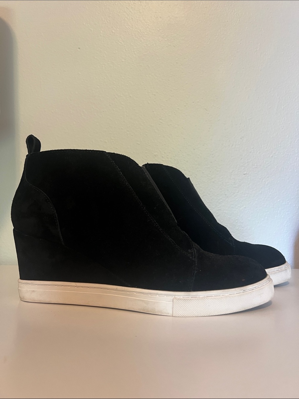 Linea Paolo Black Suede Wedge Sneaker Boot